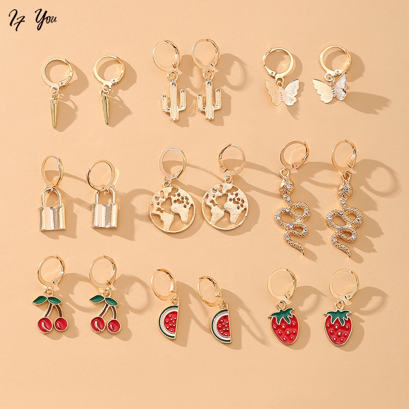 Set bông tai AY kiểu dáng retro thời trang cho nữ