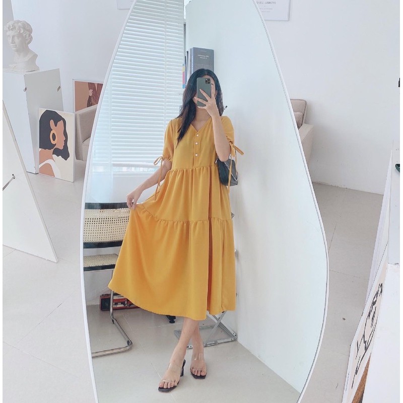 váy baby doll cổ V dài | BigBuy360 - bigbuy360.vn