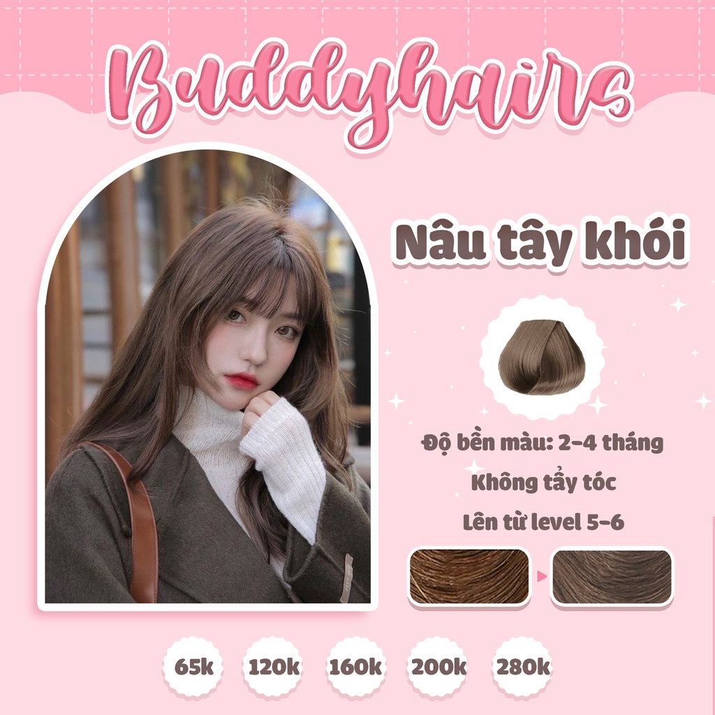 Thuốc nhuộm tóc màu Nâu tây khói không dùng Thuốc tẩy tóc của Buddyhairs, Buddy.hairs , Buddy.hair