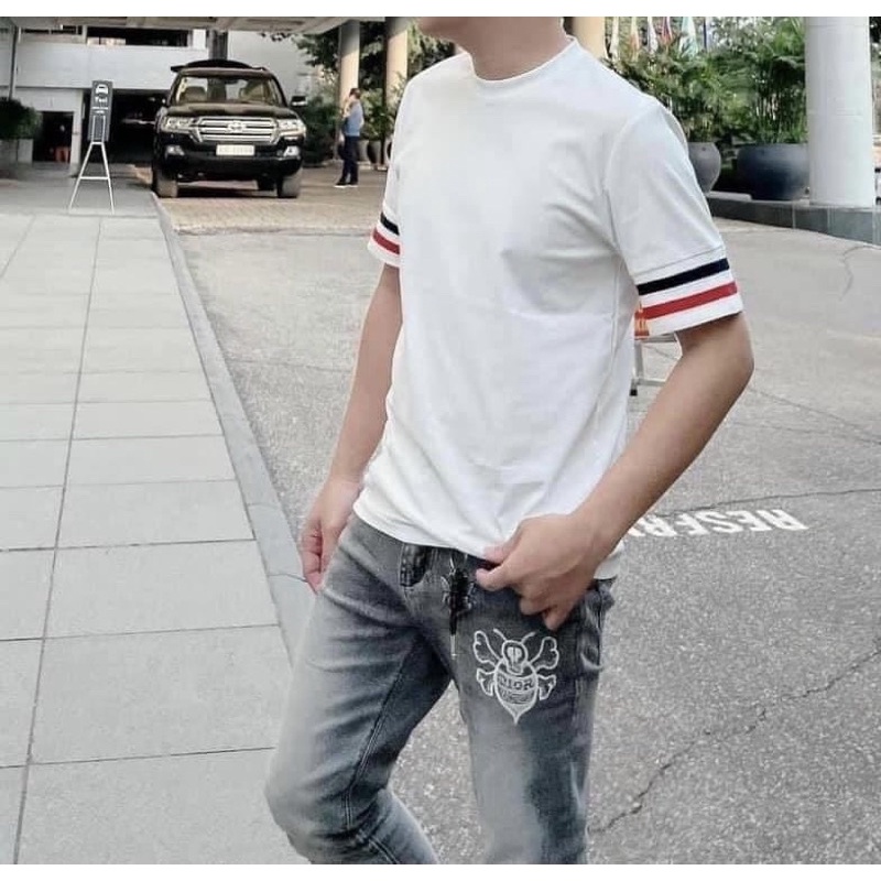 Áo phông mùa hè thom có họa tiết đơn giản, Áo nam cổ tròn thời trang giới trẻ phong cách hàn quốc cotton btshop 45-75kg