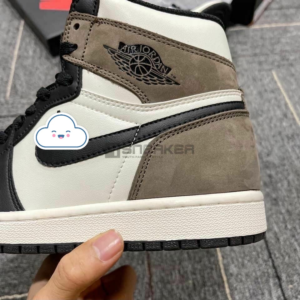 Giày thể thao Jordan 1 cao cổ nâu đen, Giày sneaker air jd1 dark mo cha nam nữ cực chất dễ phối đồ hàng Full Box