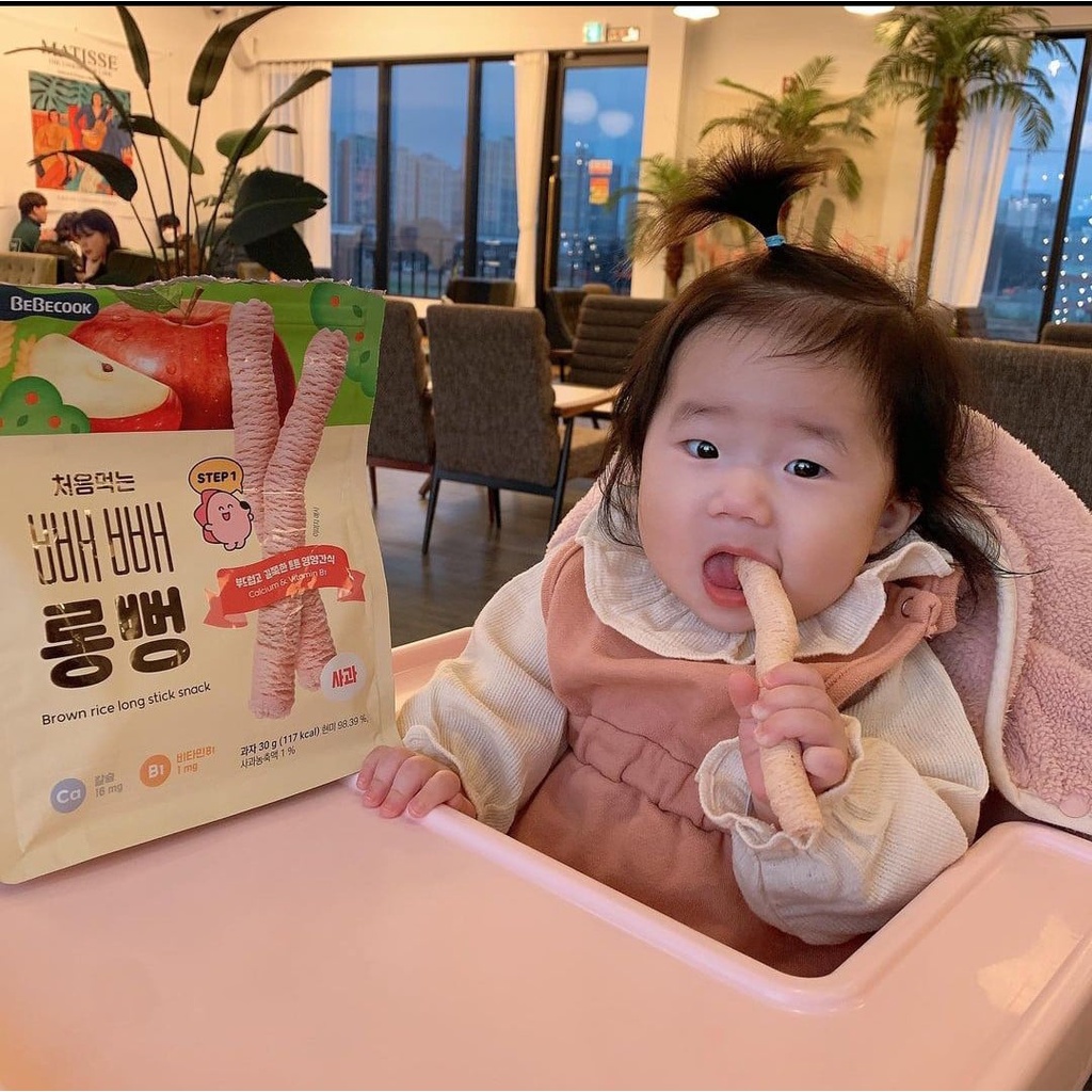 Bánh Gạo Lứt Hữu Cơ Bebecook Dạng Ống Dài Hàn Quốc Cho Bé Ăn Dặm 7 Months