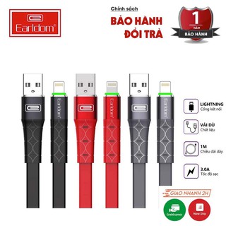 Cáp Sạc Nhanh Earldom EC-081 Dây Dù 3.0A Dài 1m - 2m , Dây Sạc Điện Thoại Chính Hãng Có Đèn Led - BH 1 Năm