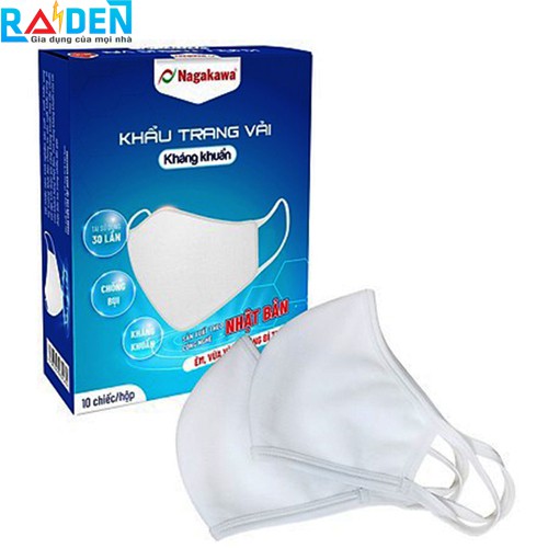 Khẩu trang vải 2 lớp kháng khuẩn Nagakawa - Công nghệ Nhật Bản Hộp 10 chiếc