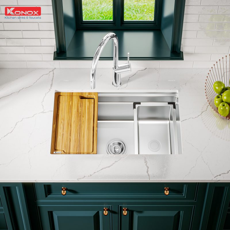 Chậu rửa bát 1 hố Konox KN7644SU CÓ THỢ LẮP ĐẶT