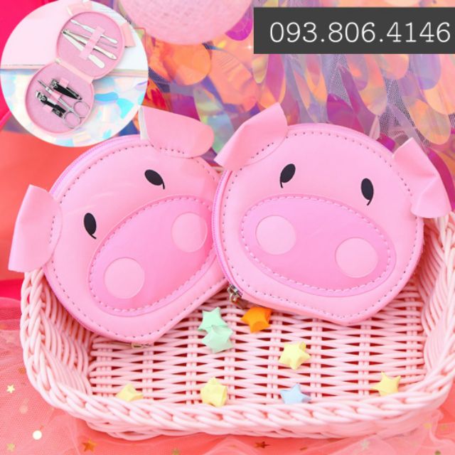 Bộ Bấm Móng Tay 7 Món HEO HỒNG Hàn Quốc