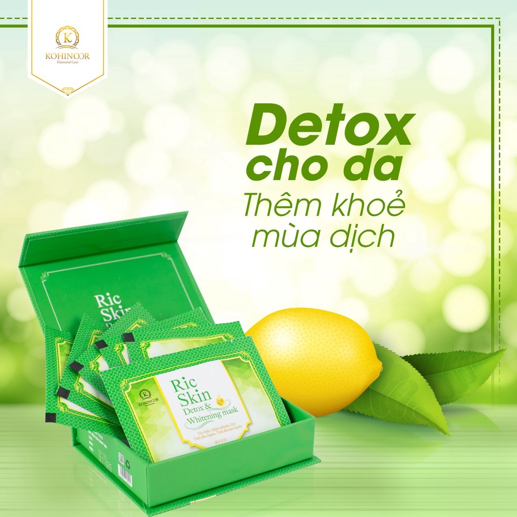 Mặt nạ RIC SKIN DETOX &amp; WHITENING MASK thải độc, trắng da Kohinoor (6 gói)