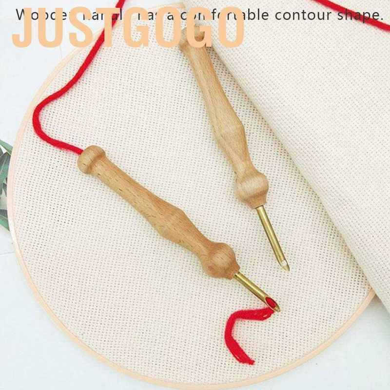 (Hàng Mới Về) Set 2 Kim May Vá Tay Cầm Bằng Gỗ Diy