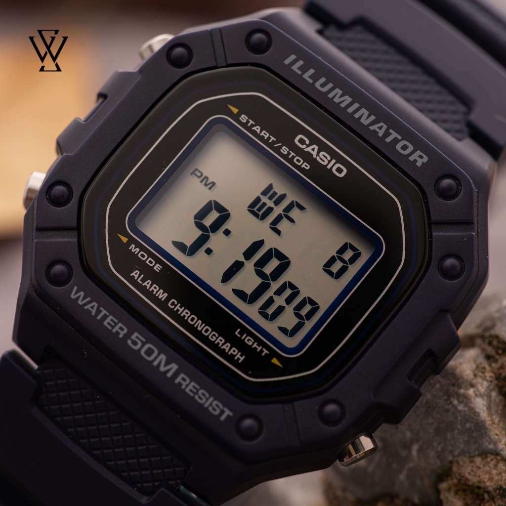 Đồng Hồ Điện Tử Nam Casio WATCHSTORE W-218H-2AVDF Thiết Kế Kính Nhựa 43mm, Độ Chịu Nước 5ATM, Vỏ Nhựa Cao Cấp