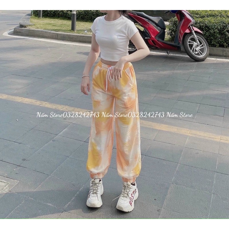 Quần jogger loang bo ống phối màu unisex siêu chất