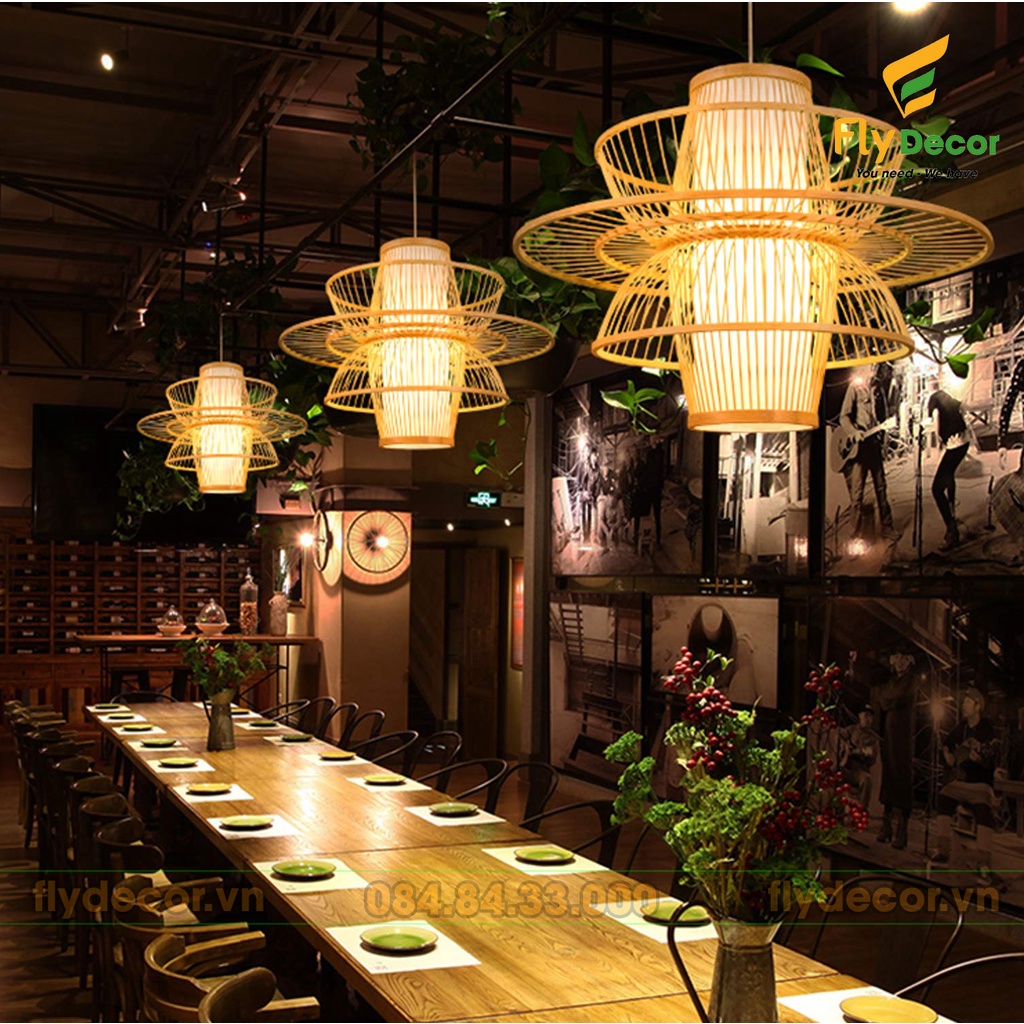 Đèn Mây Tre thả trần trang trí siêu đẹp hình cánh Hoa Sen