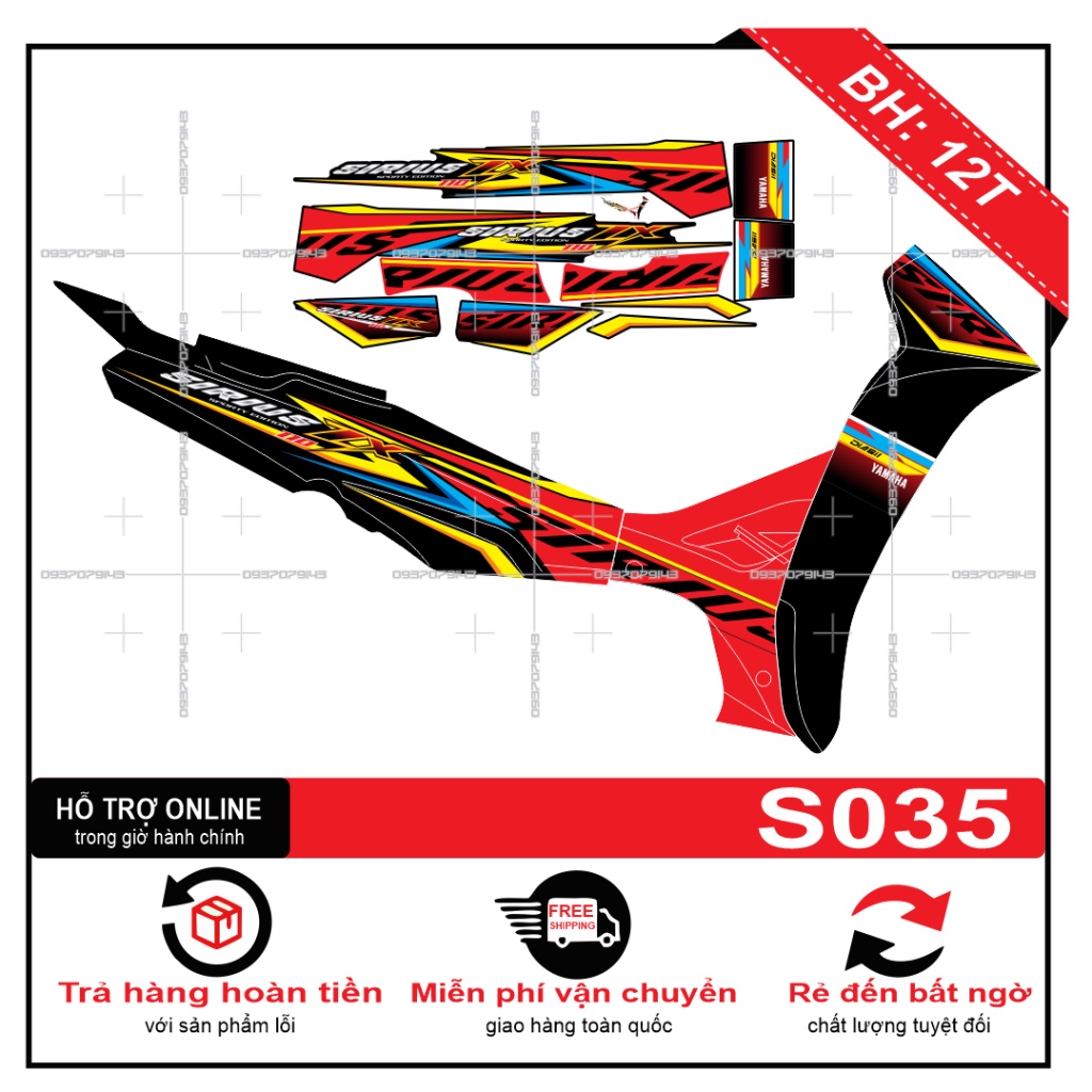 Tem rời sirius ZX đỏ đen S035 -- SHIN DECAL 2
