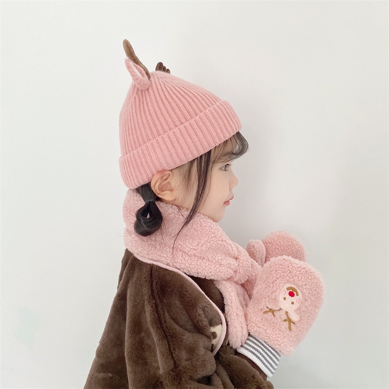 Set mũ len, găng tay kèm khăn quàng cổ cây thông noel ấm áp vừa đông cho bé