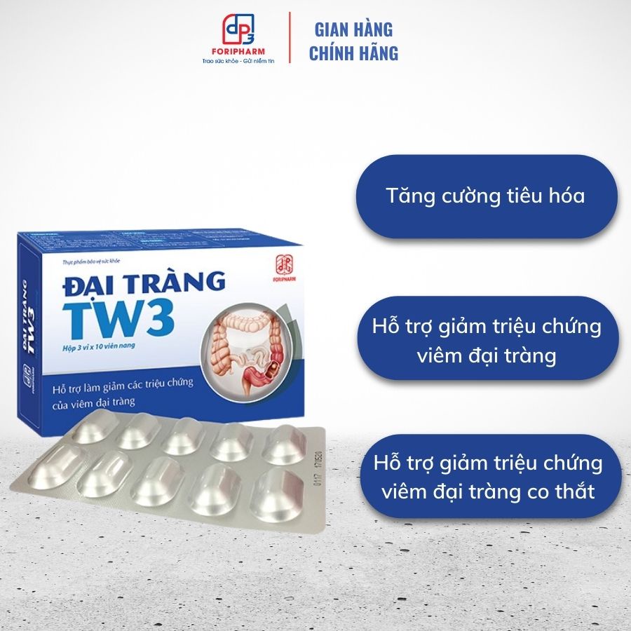 Đại tràng TW3 - Hỗ trợ giảm các triệu chứng của viêm đại tràng, tăng cường tiêu hóa- Hộp 30 viên- Dược phẩm Trung Ương 3