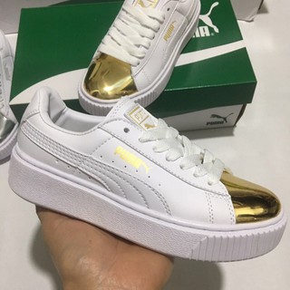 [FULL BOX - CAO CẤP] Giày Puma Suede Platform Pack Gold màu trắng mũi vàng