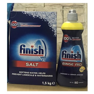 Combo 400ml nước bóng Finish + 1.2kg muối Finish dùng cho máy rửa chén bát