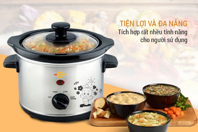 [Mã ELHAMS5 giảm 6% đơn 300K] Nồi nấu cháo chậm 2.5 lít Bbcooker BS25