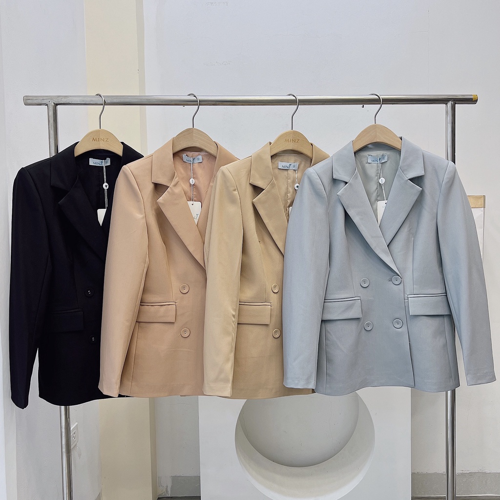 Áo Vest Nữ Dài Tay Công Sở Minz Store Mã AV001, Thiết Kế Trơn, Đính Cúc Mắt Cáo Phong Cách Hàn Quốc