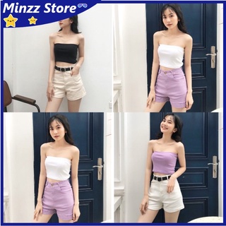Áo Croptop quây ngực freesize đen trắng dưới 55kg MizzStore - áo ống nữ