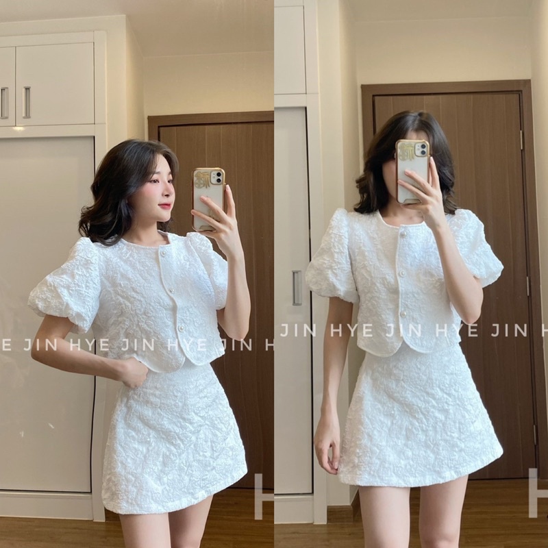 SET VÁY TACTA CỔ TRÒN KHUY NGỌC SVTCKN