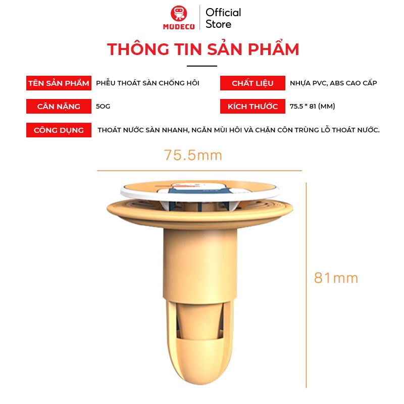 Bịt Nắp Cống Chống Mùi Hôi Lỗ Thoát Sàn Modeco 2022 - Ngăn Chặn Mùi Hôi Cống, Chống Côn Trùng Lỗ Thoát Nước Nhà Tắm