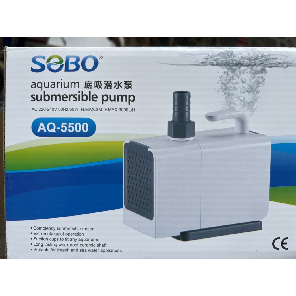Bơm Sobo AQ 1500, 4500, 5500 thế hệ mới dùng cho hồ cá cảnh, hòn non bộ, rau sạch