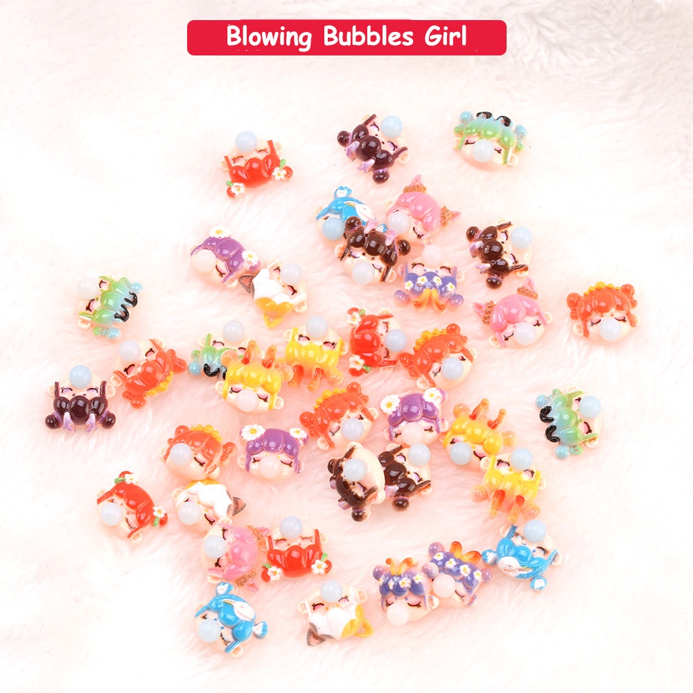 Set 50 Phụ Kiện Thổi Bong Bóng Họa Tiết Hoạt Hình 3D Trang Trí Móng Tay