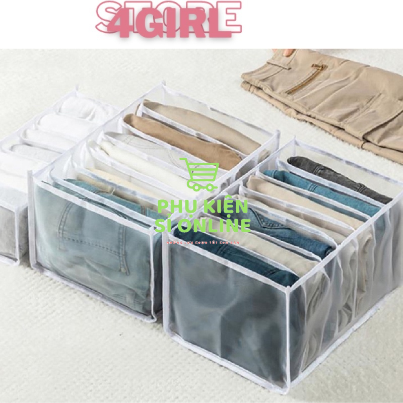 Túi vải lưới chia ngăn xếp gọn đựng quần áo, phụ kiện (7 &amp; 9 NGĂN) Store4girls