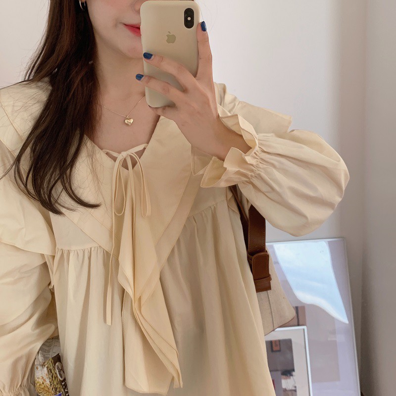 Đầm dáng rộng eo cao tay dài và phồng thời trang hàn quốc | BigBuy360 - bigbuy360.vn