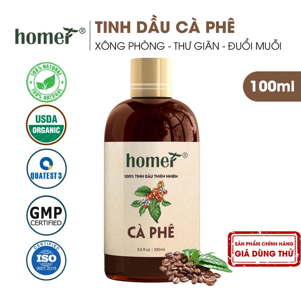 Tinh dầu Cà Phê Việt Homer 20ml/100ml - Coffee Essential Oil - đạt chuẩn chất lượng kiểm định