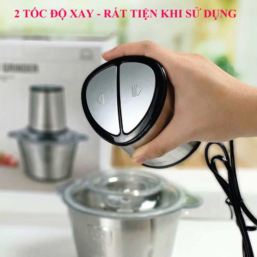 Máy xay thịt đa năng cối inox không gỉ 4 lưỡi dao kép chính hãng bảo hành 12 tháng