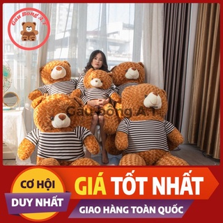Gấu bông teddy - thú nhồi bông teddy siêu to màu nâu vàng_ size 95cm-1m8 _ gấu bông a.t _at002