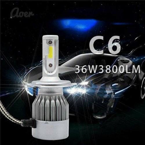 Cặp bóng đèn pha LED H4 C6, đèn pha cốt ô tô xe máy