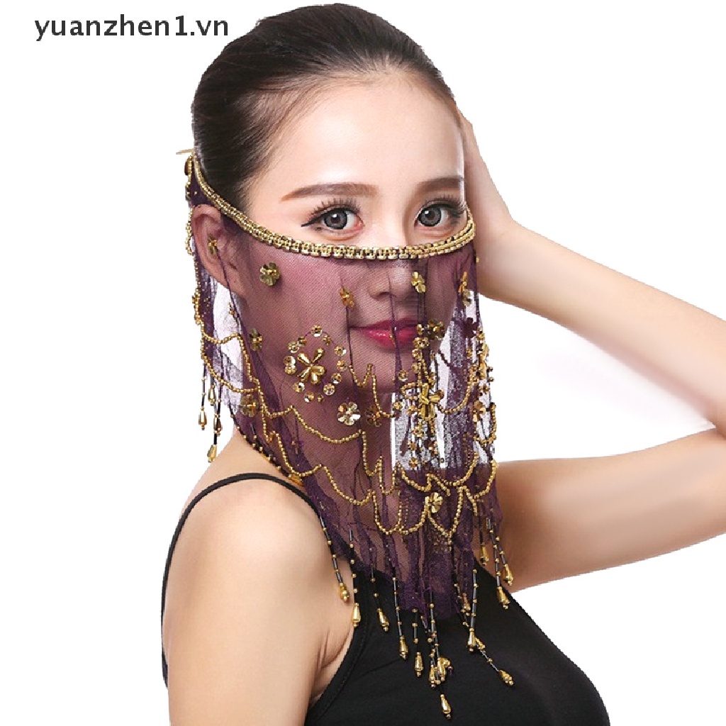 Mạng Che Mặt Lưới Thêu Hoa Phong Cách Ấn Độ Dùng Múa Bụng Cho Nữ