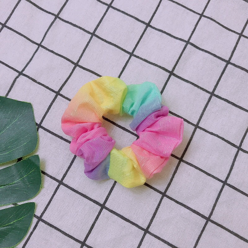 [ Hinh thật ] Cột tóc vải cầu vồng - scrunchies