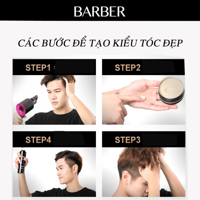 Keo xịt tóc gôm vuốt tóc BARBER-gel-wax tạo kiểu tóc chuyên nghiệp 250ml