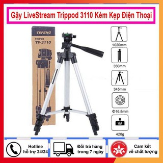 Gậy livestream trippod 3110 kèm kẹp điện thoại chất lượng "