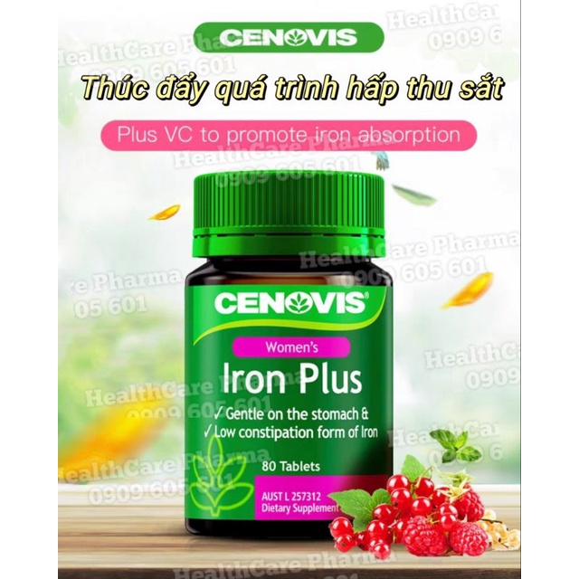 Chính hãng từ Úc Cenovis Iron Plus Viên uống bổ sung sắt tăng hồng cầu bổ máu đẹp da kỳ kinh nguyệt mang thai cho con bú