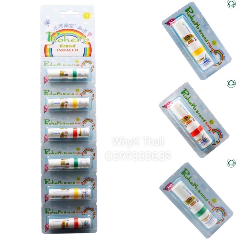 [Thơm mạnh] Ống hít mũi cầu vồng Phoherb Inhaler Mùi bạc hà thơm dễ chịu