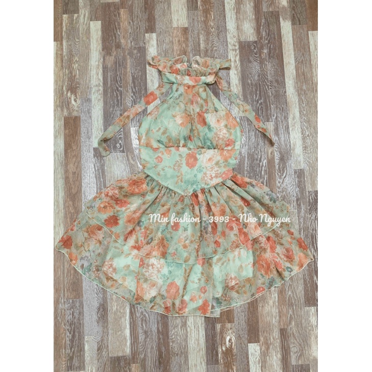 ĐẦM VOAN HOA CÓ MÚT CÓ LÓT QUẦN CỔ YẾM DÁNG NGẮN SIÊU HACK DÁNG UP