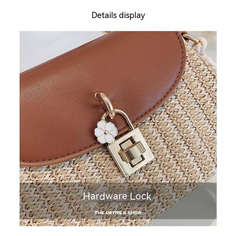 Túi Xách Đan Rơm Dáng Vuông Nhỏ Có Khóa Thời Trang Cho Nữ 8986#