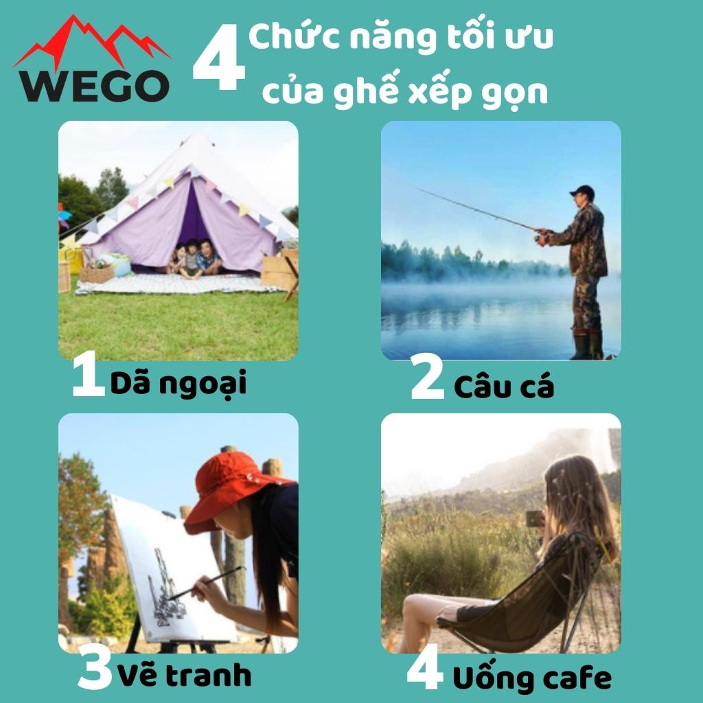 Ghế xếp du lịch dã ngoại câu cá cắm trại gấp gọn có tựa lưng thư giãn mini - WEGO