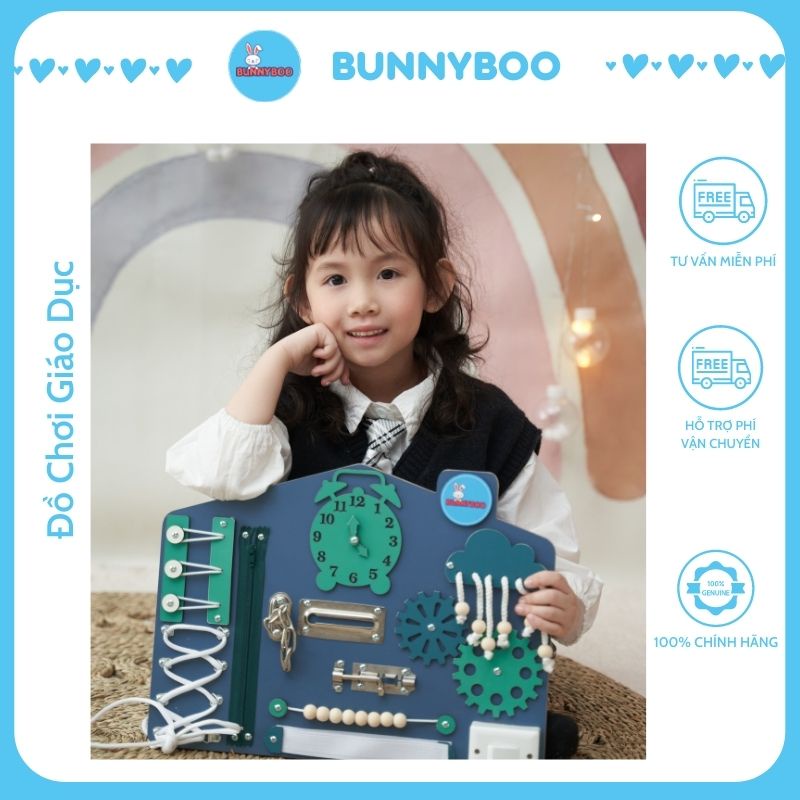 Bảng Bận Rộn Busy Board Đồ Chơi giáo Dục Ngôi Nhà Nhỏ BUNNYBOO Thông Minh giúp Bé giải Trí Phát Triền Kĩ Năng Tư Duy