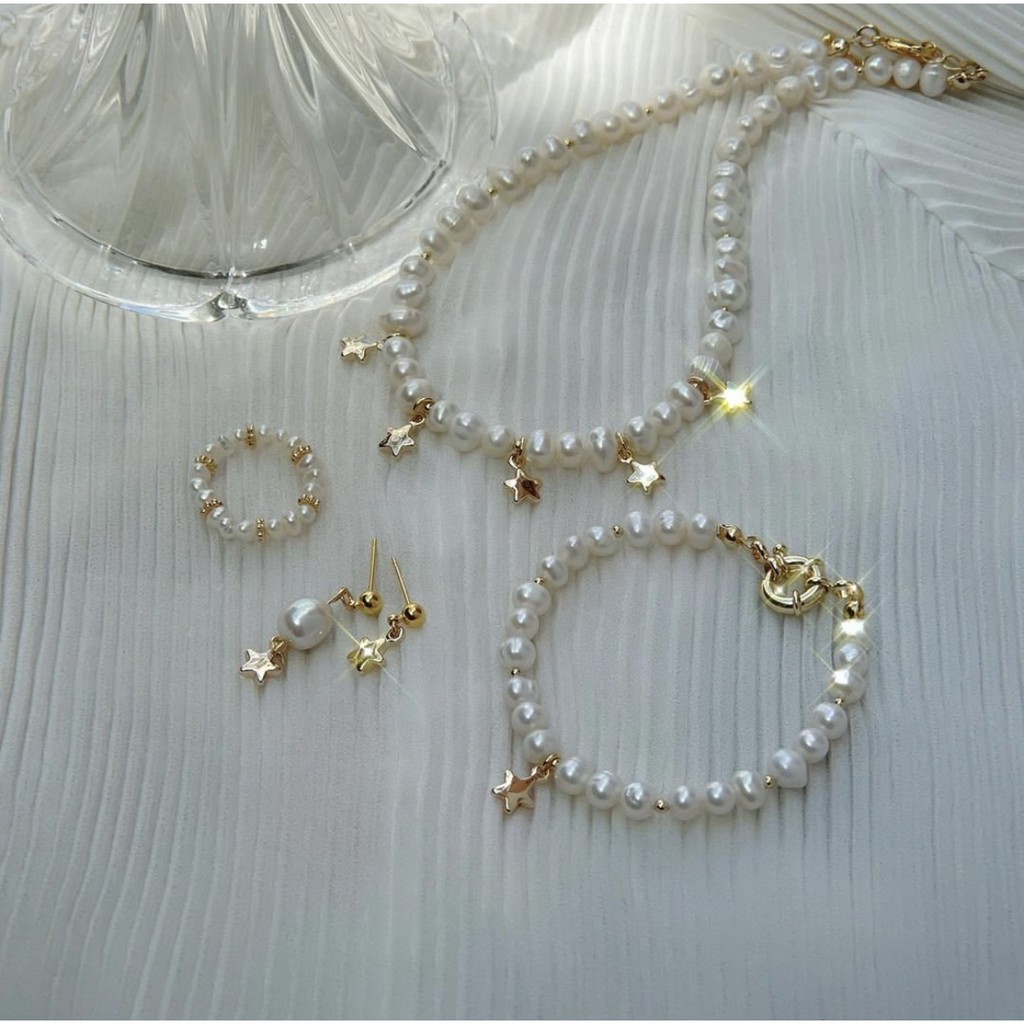 Set Dây Chuyền, Vòng Tay, Bông Tai & Nhẫn NT Nước Ngọt