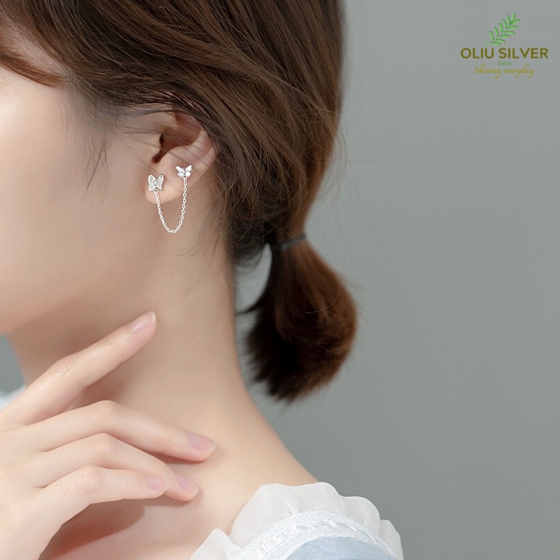 Bông Tai Bạc S925 Butterfly Nhiều Lỗ Xỏ Trẻ Trung Cá Tính | Khuyên Tai Nữ Trang Sức Bạc Thời Trang