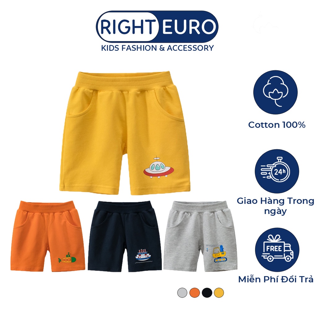 Quần Short Bé Trai RIGHT EURO Quần Đùi Cho Bé Họa Tiết Dễ Thương Chất Cotton 100% 014