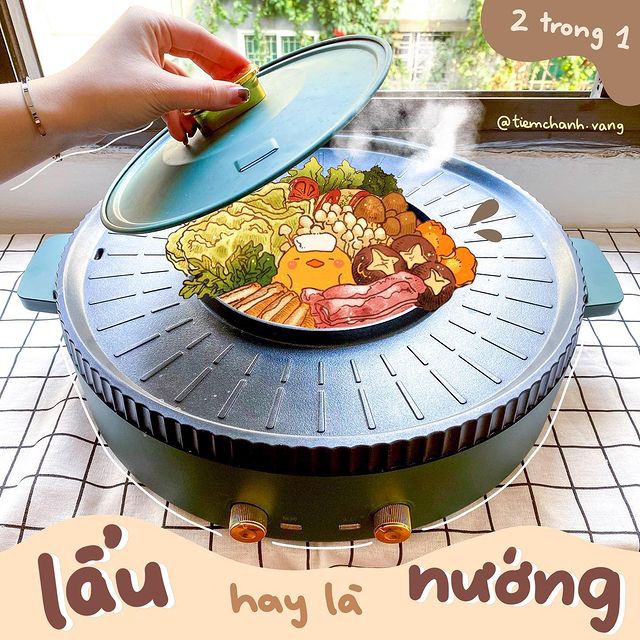 Nồi lẩu kèm nướng kiểu hàn quốc dạng tròn 42cm tiện dụng #chill