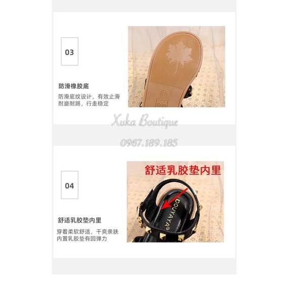 Dép Bé Gái Hàn Quốc Cao Cấp Size Đại, Dép Quai Hậu Đinh Tán Trẻ Em Đế Mềm Chống Trượt Bé Gái, Dép Đi Chơi Đi Học Cho Bé