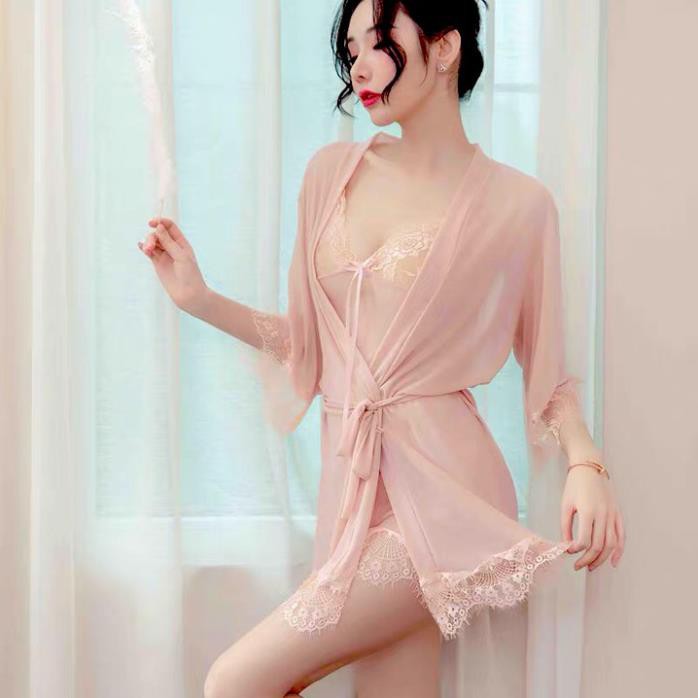 [HÀNG CAO CẤP] Váy ngủ sexy ren hoa ngực kèm áo choàng ngủ và chip lọt khe quyến rũ với 4 màu siêu hot Ly Ly Shop | BigBuy360 - bigbuy360.vn