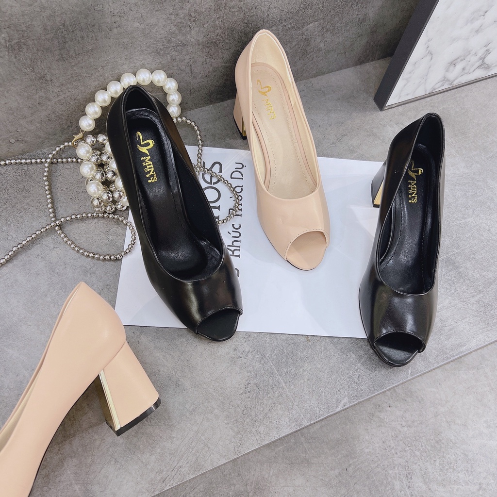 Min's Shoes - Giày Gót Vuông Da Mềm Cao Cấp V235